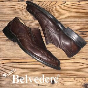 Studio Belvedere Skyway Slip On Loafers Made In Brazil Brown Leather 13D